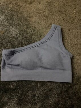 Gymshark One-Shoulder Ribbed Sports Bra in Light Blue